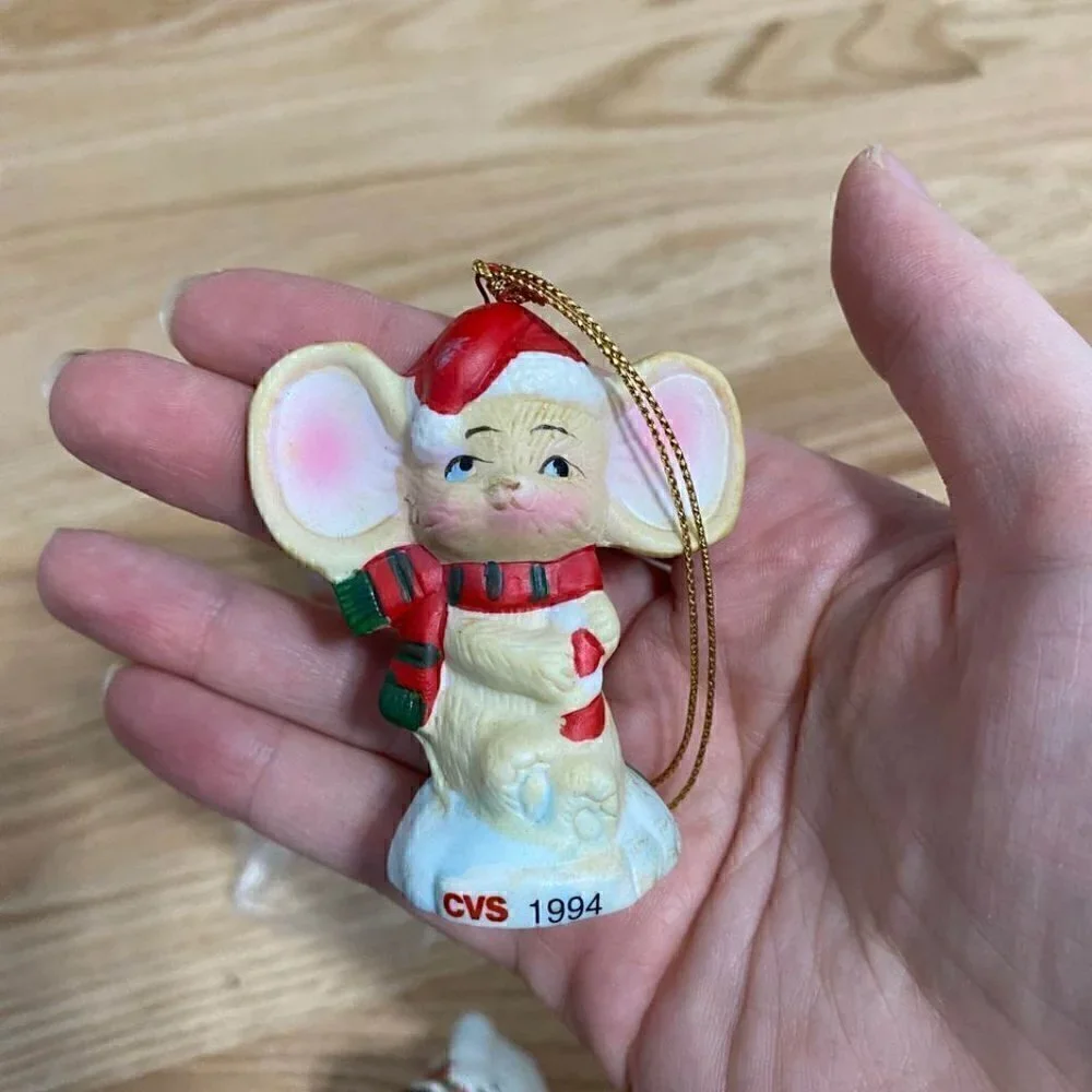 Vintage CVS Christmas Ornaments Mouse Snowman NEW